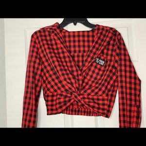 Black and red crop top